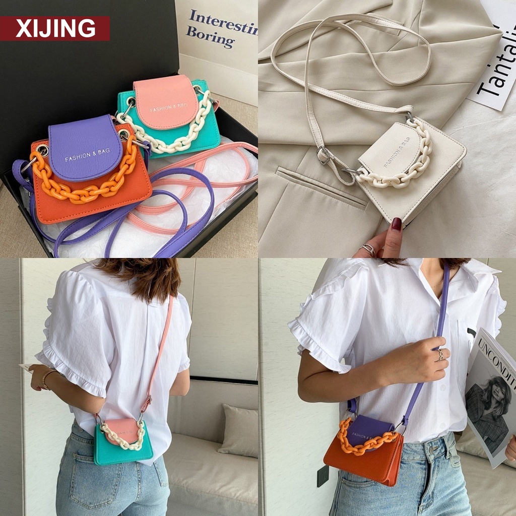 Túi xách off-white đeo vai màu kẹo/ xanh lá/ cam/ trắng thời trang xinh xắn