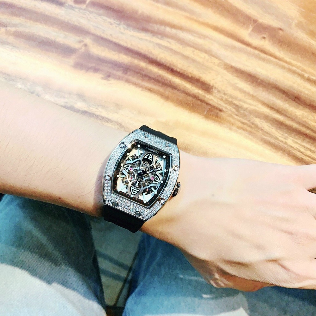 Cặp Đôi - Đồng Hồ Nam Nữ Hanboro Nam Máy Automatic, Nữ Máy Pin , Dây Cao Su , Size 36mm/48mm