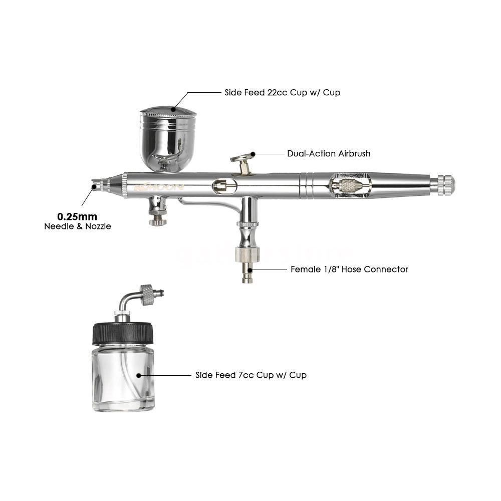 KKmoon Professional Multi-Purpose Side Feed Dual-Action Airbrush Kit Set Adjustable Air Control 0.25 | BigBuy360 - bigbuy360.vn