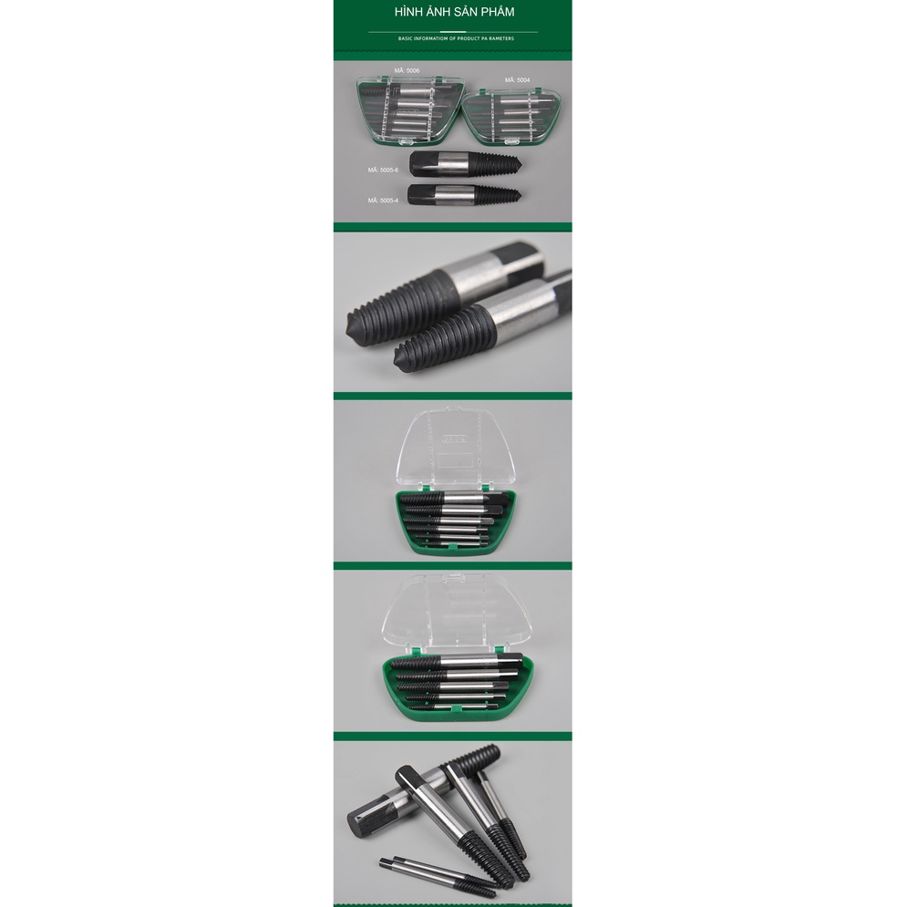 Bộ 4 mũi, 5 mũi, 6 mũi khoan tháo gỡ ốc vít gãy kèm hộp đựng tiện dụng TUOSEN (Mũi taro lấy ốc gãy)