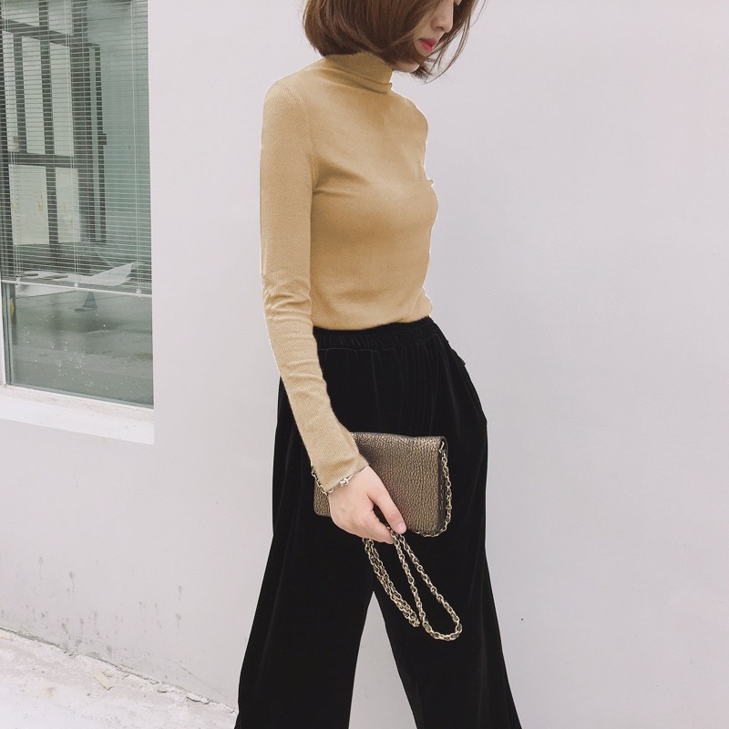 【Miss Sumey】Women Korean Long Sleeve T-Shirts Solid Slim Blouse | WebRaoVat - webraovat.net.vn