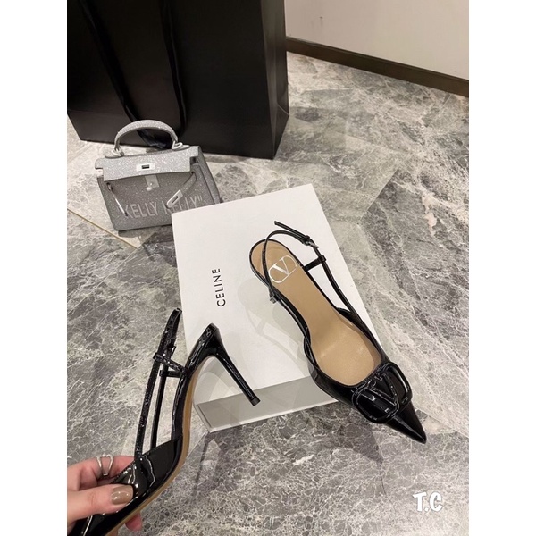 Sandal cao gót V quai mảnh fullbox