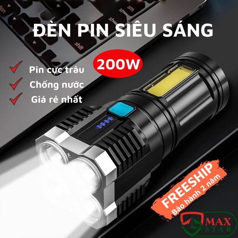 Đèn pin cầm tay 5 bóng siêu sáng thiết kế nhỏ gọn, thời gian sử dụng lâu đi đêm, soi đường tiện lợi
