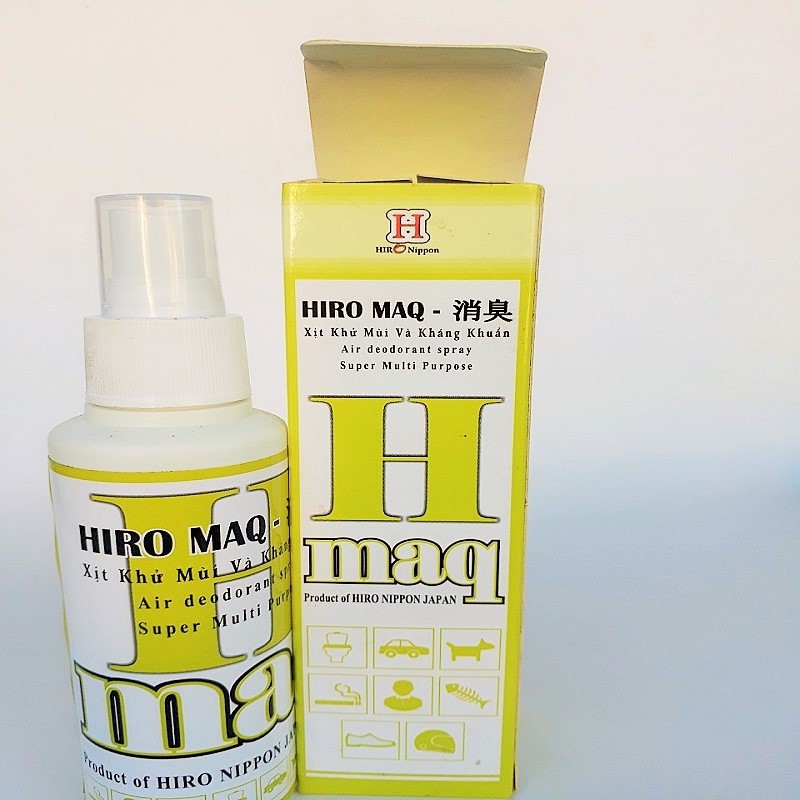 Chai xịt khử mùi kháng khuẩn HIRO MAQ 100ml thổi bay mùi thuốc lá, mùi tanh, mùi toilet