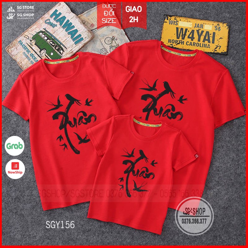 Áo thun đồng phục gia đình mẫu Tết Xuân nổi bật thun cotton mềm mịn, đủ size cho bé trai gái SGY156 | SG