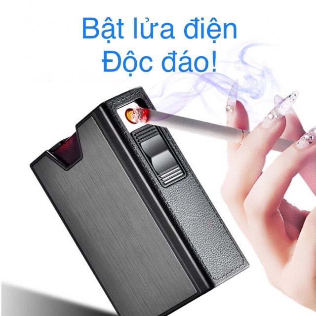 Bật lửa sạc pin đa năng kiêm hộp thuốc lá hợp kim sang trọng