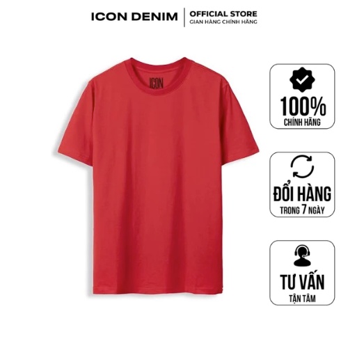 Áo Thun Unisex Cổ Tròn Cotton Lụa 4 Chiều ICON DENIM Regular Form Trơn Basic AT110013