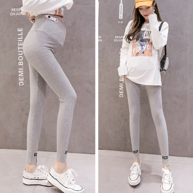 Nhk Quần Legging Mỏng Eo Cao Màu Trơn Xẻ Tà Thời Trang Thu Đông Phong Cách Phương Tây Cho Mẹ