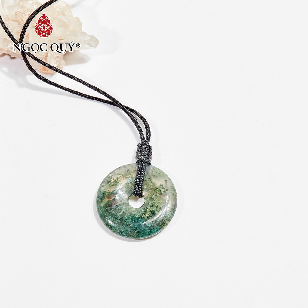 Mặt dây chuyền đồng điếu đá băng ngọc thủy tảo moss agate mệnh hỏa, mộc - Ngọc Quý