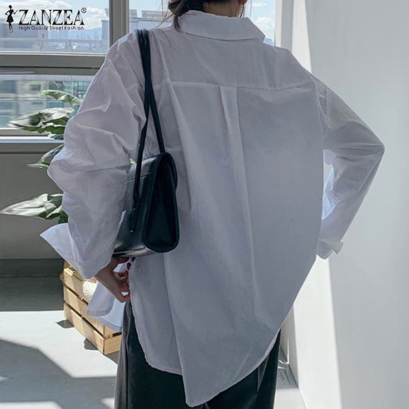 Áo sơ mi ZANZEA tay dài kiểu xẻ tà phong cách Hàn Quốc cho nữ