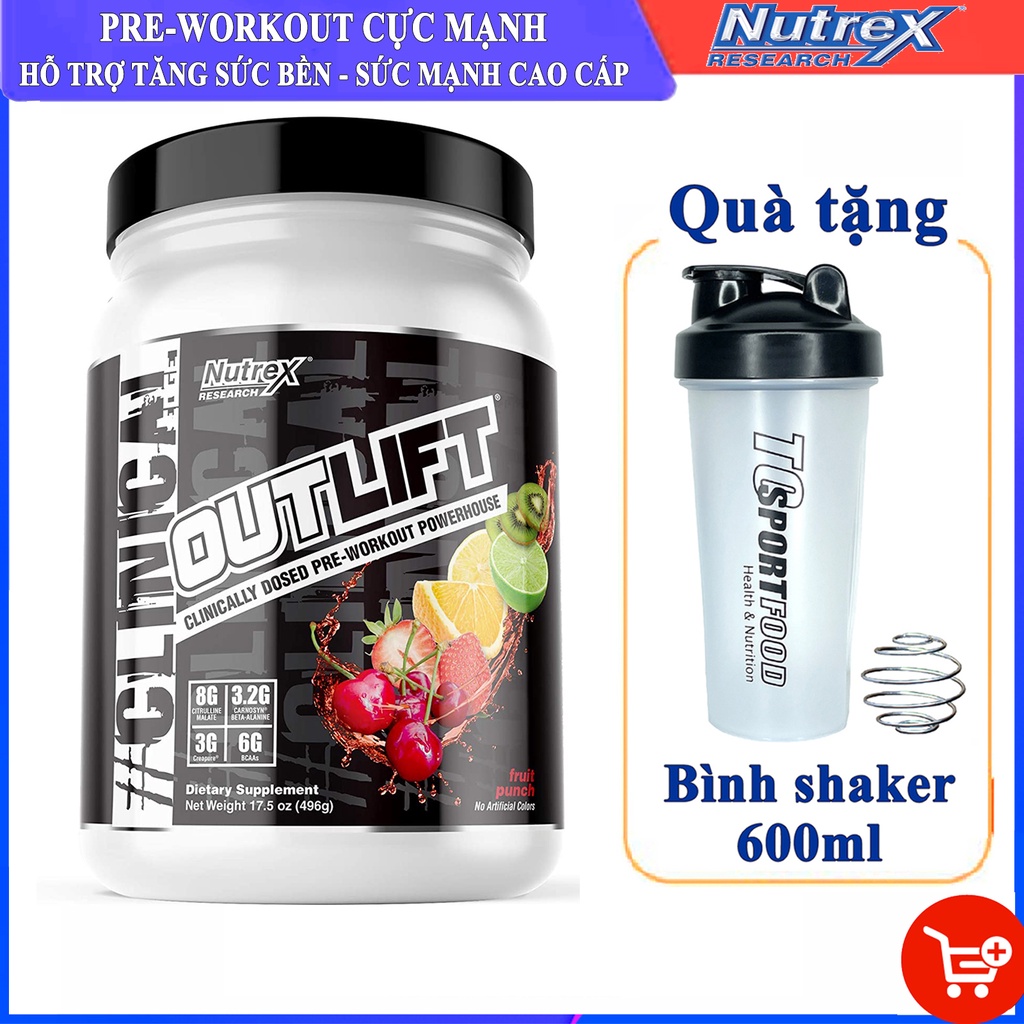 Pre-workout Outlift của Nutrex giúp tăng sức mạnh trước tập hỗ trợ giảm cân đốt mỡ cho GYMER - Phân phối Chính hãng BBT