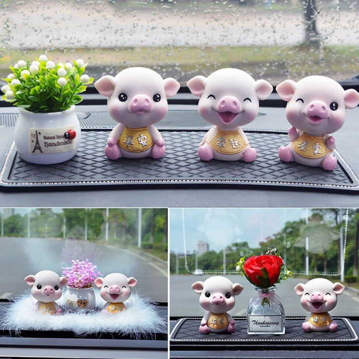 con vật trang trí bánh sinh nhật [FREESHIP] lợn mặc yếm