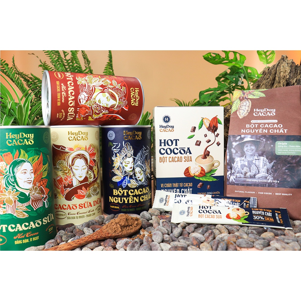 Bột cacao sữa Bold - Đắng đậm, Ít ngọt - Lon 350g - Heyday Cacao
