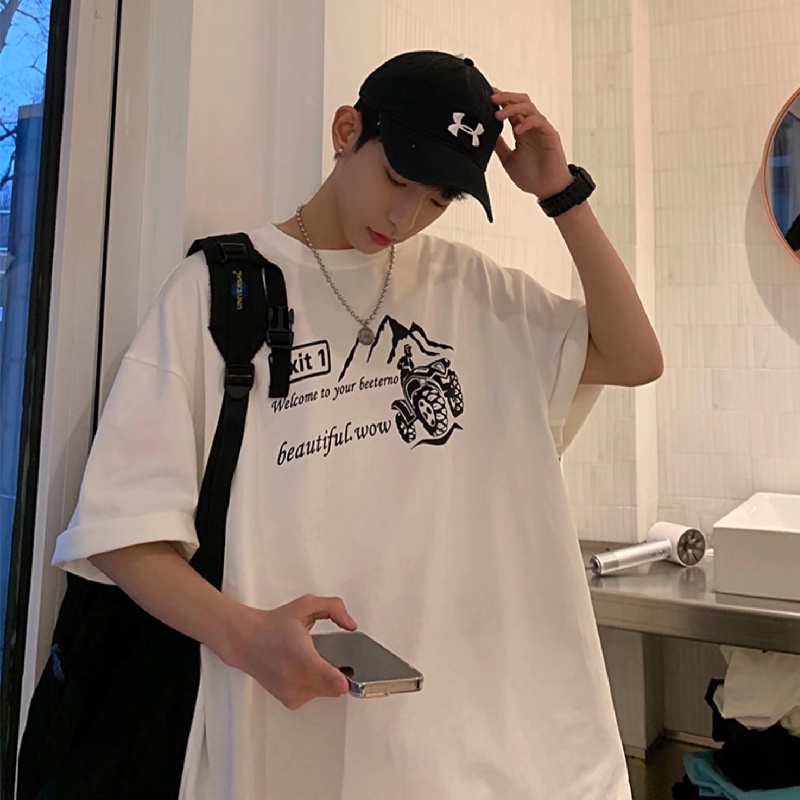 Áo Thun Tay Ngắn Dáng Rộng In Chữ Phong Cách Hip Hop Hàn Quốc Thời Trang Mùa Hè Cho Nam Size M-5XL