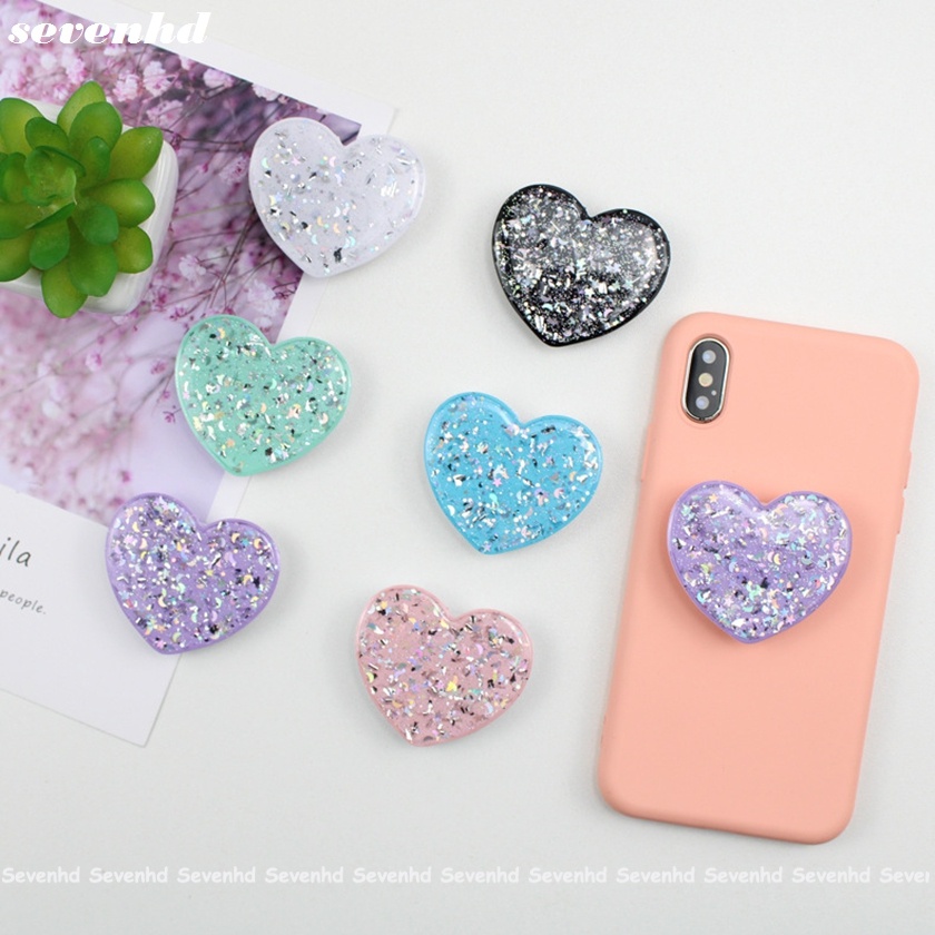 Ready Stock Giá đỡ điện thoại/máy tính bảng thông dụng để bàn có túi khí thu gọn được bằng nhựa epoxy hình trái tim