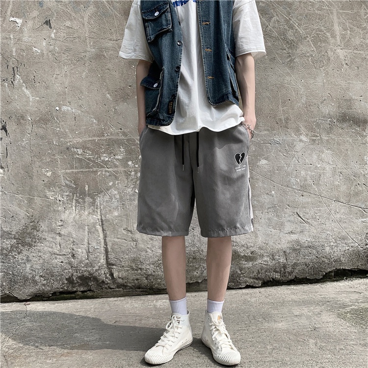 Quần Short Thể Thao Ống Thẳng Phối Màu Sắc Tương Phản Phong Cách Đường Phố Mỹ Cho Nam