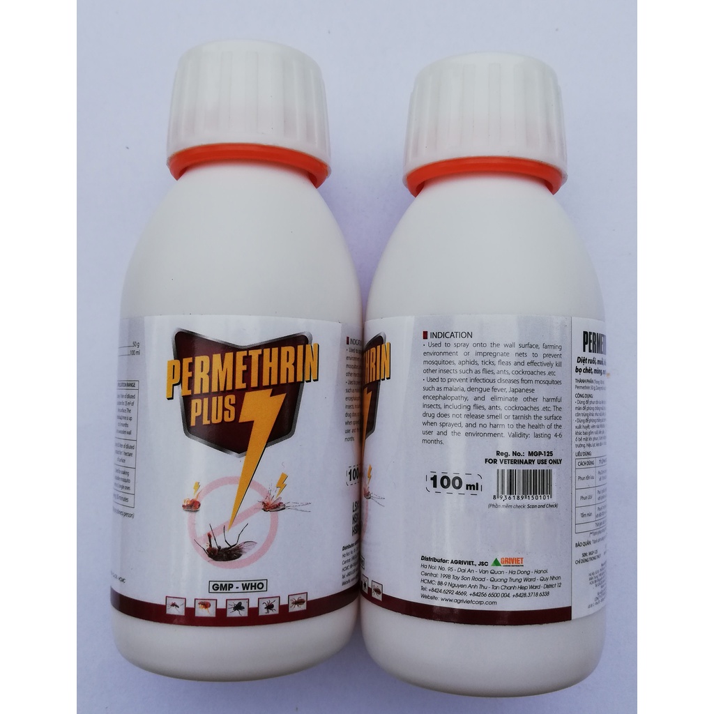 1 lọ PERMETHRIN PLUS 100ml Phun ruồi, muỗi, kiến, gián, rận, ve, ghẻ, bọ chét, mòng, mạt