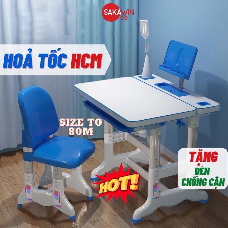 (Tặng đèn) Bàn học cho bé thông minh B05, Chống gù chống cận cho bé, Size lớn 80cm điều chỉnh độ cao