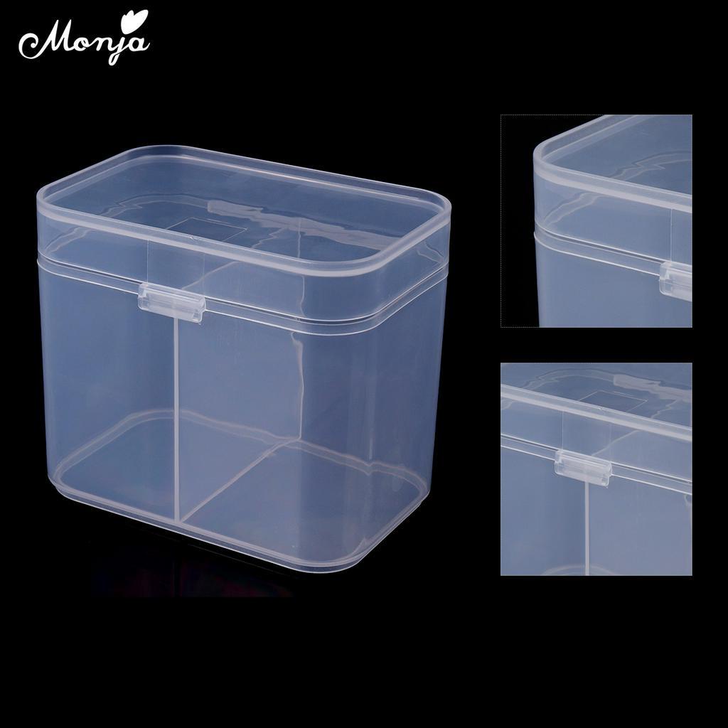 MONJA Hộp nhựa trong suốt dùng đựng mút tẩy sơn móng tay chất lượng cao