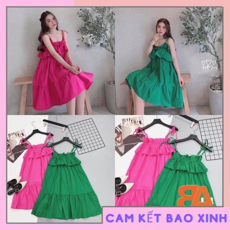Đầm 2 dây cột nơ vai kiểu tiểu thư siêu hót [Hàng Đẹp]