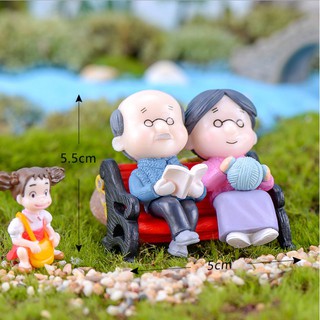 MÔ HÌNH HAI ÔNG BÀ NGỒI GHẾ ĐỌC SÁCH ĐAN LEN TRANG TRÍ TIỂU CẢNH, CHỤP ẢNH NGOẠI CẢNH, MÓC CHÌA KHÓA, DIY