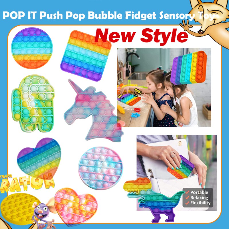 Pop Its Round Fidget Toy Push Bubble Stress Relief Kids Pop It Tiktok Đồ chơi bóp bong bóng giúp giải tỏa căng thẳng vui nhộn dành cho bé