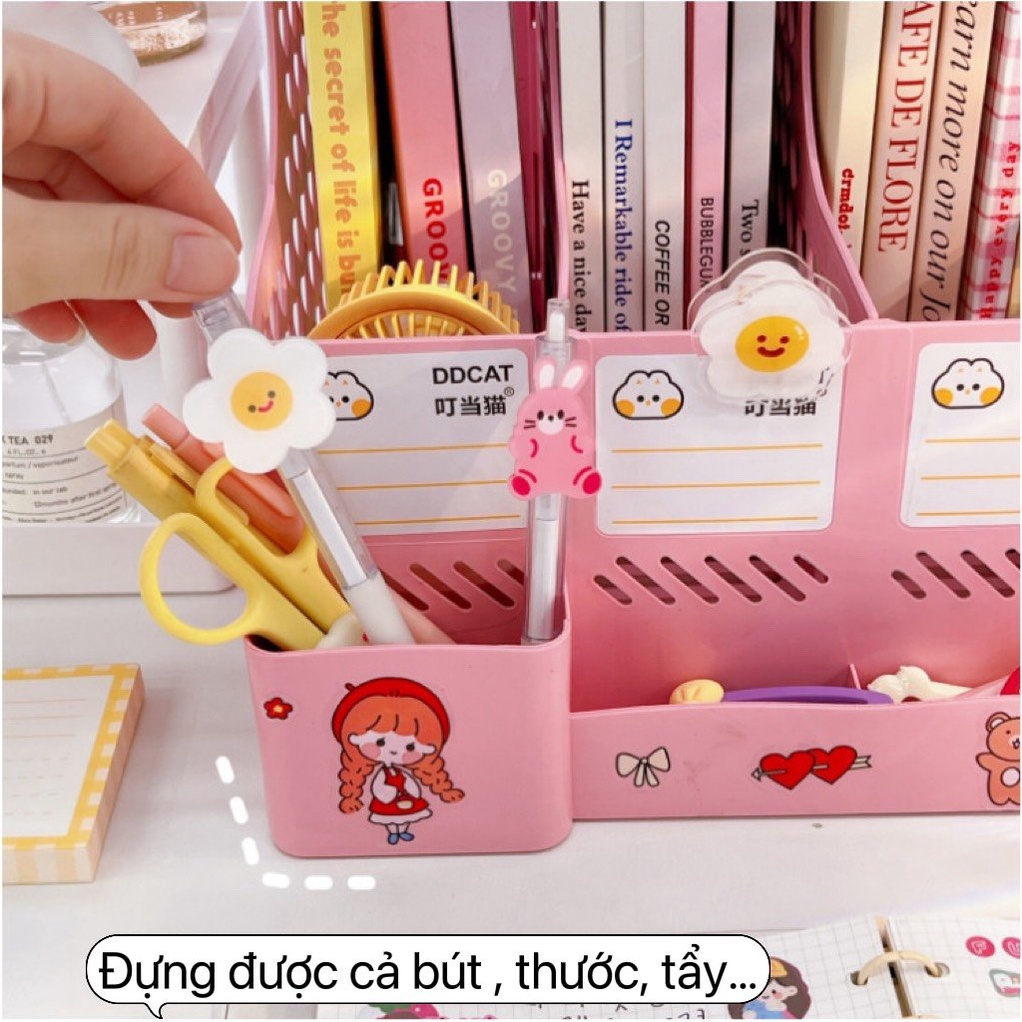 Giá tài liệu 8 ngăn đựng sách vở bút thước gọn đẹp màu cute TẶNG QUÀ hình dán trang trí phòng học giá rẻ