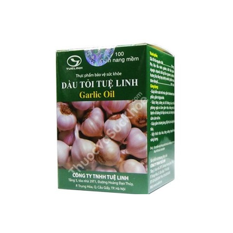 Dầu Tỏi Tuệ Linh Garlic Oil - Hỗ trợ giúp giảm mỡ máu, tăng cường sức đề kháng (Hộp 100 viên), giảm chướng bụng, đầy hơi
