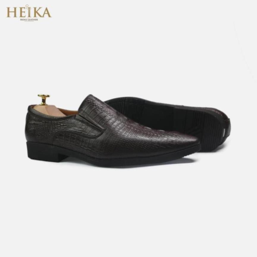 [Sale 3/3] Giày công sở nam HEIKA /Giày tây nam da bò dập vân cá sấu - Tặng kèm lót giày da Sale 11 -op1 " _ ?