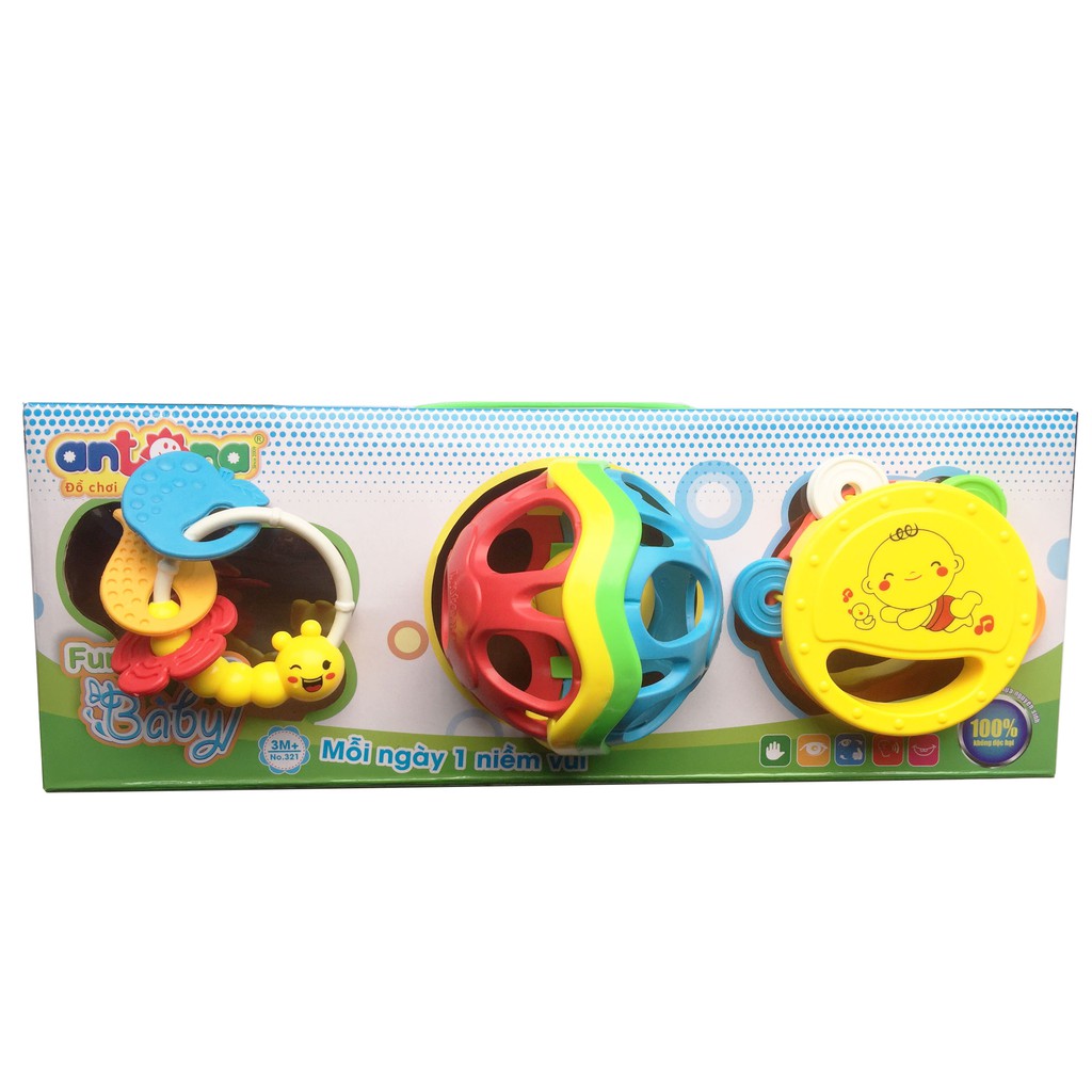 [HTG MART] Bộ đồ chơi 3 món cho trẻ sơ sinh Fun For Baby