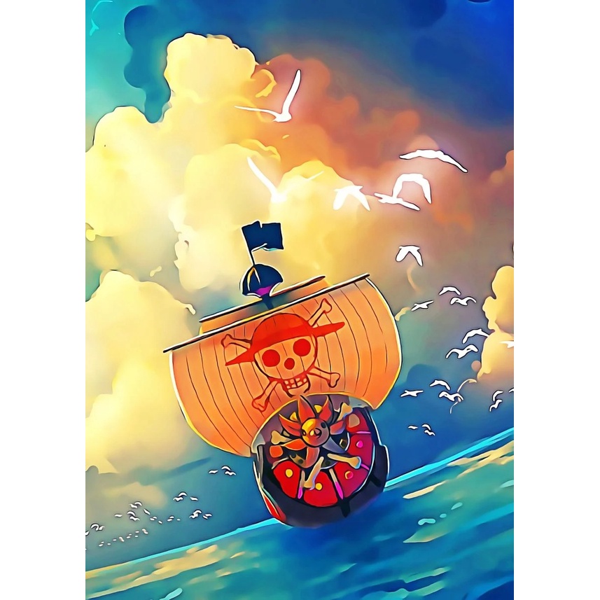 Bộ Dụng Cụ Tô Màu Tranh Sơn Dầu Theo Số DIY Hình Nhân Vật Luffy Trong One Piece