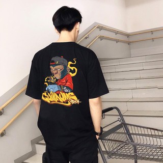 Áo thun unisex tay lỡ monkey tatoo