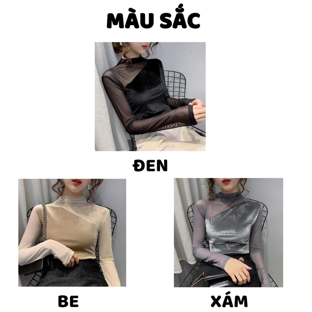 Áo Nhung Nữ- Áo giữ Nhiệt Nhung Nữ Cao Cấp Mềm Mại phối ren cao cấp MÃ QA15