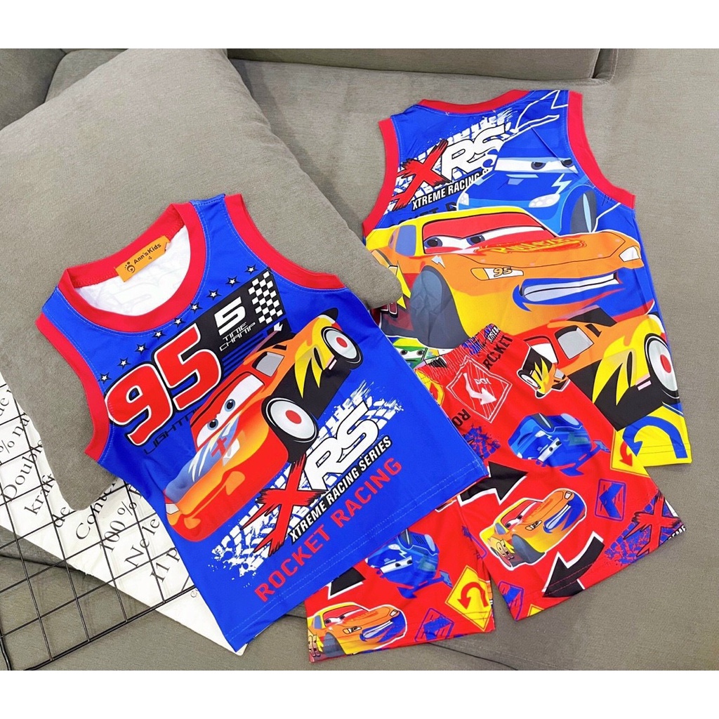 ￼Bộ SIZE ĐẠI họa tiết hoạt hình cộc tay chất thun lạnh in 3D cho bé  trai 16-30 kg- Bm_babyshop68