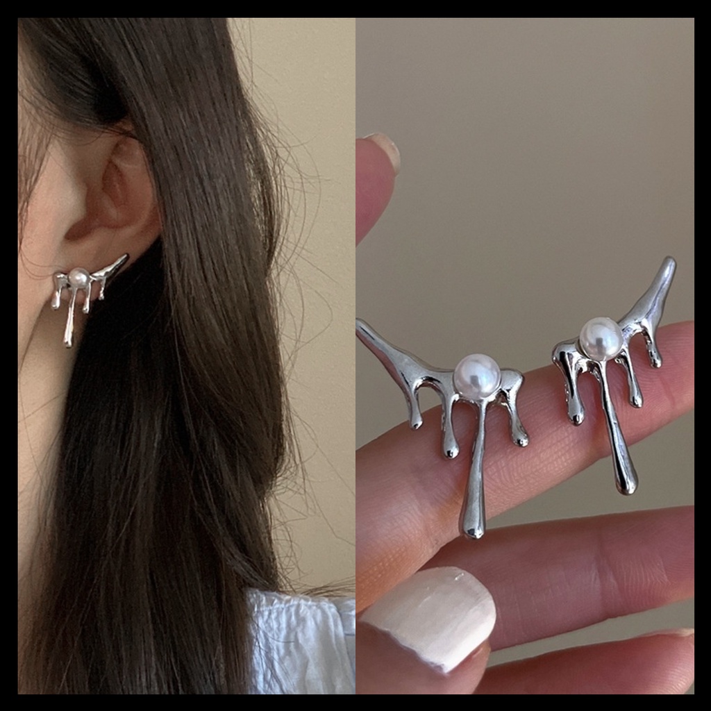 Bông Tai Đính Ngọc Trai Thời Trang Phong Cách Hip Hop