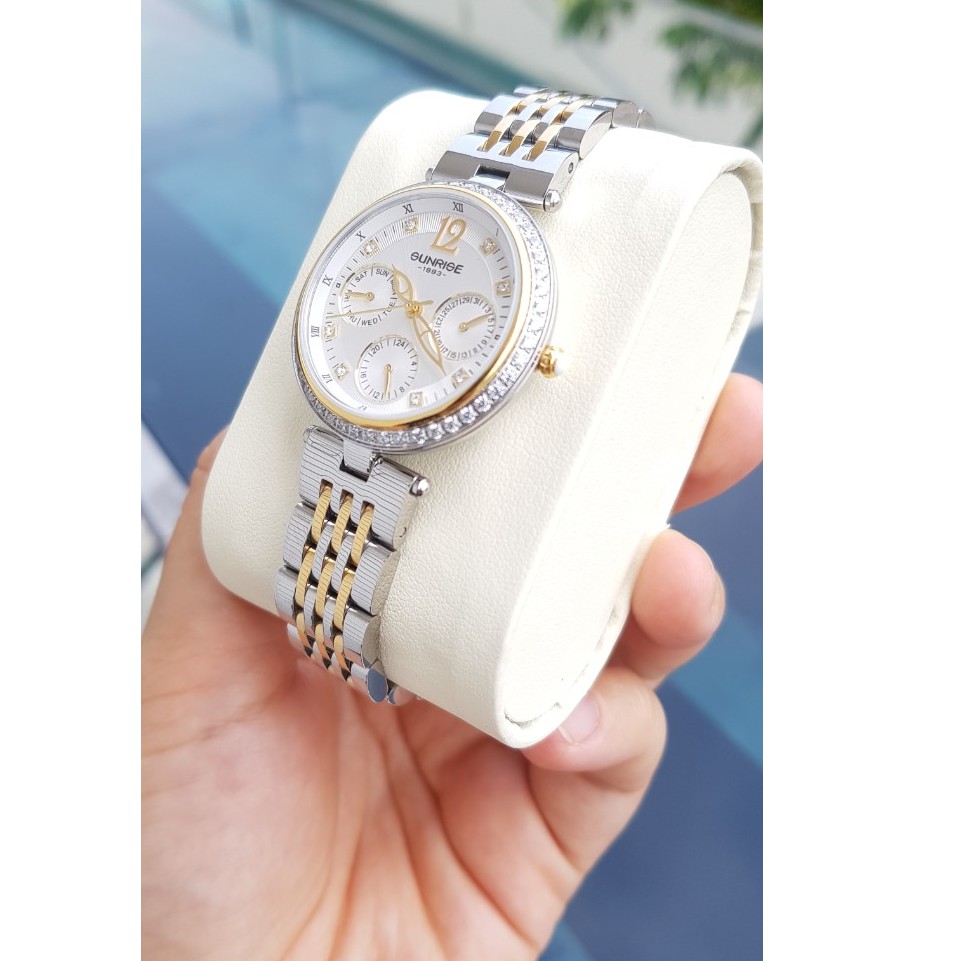 Đồng hồ nữ SUNRISE 2191SA DM full hộp chính hãng, kính Sapphire chống xước chống nước tốt