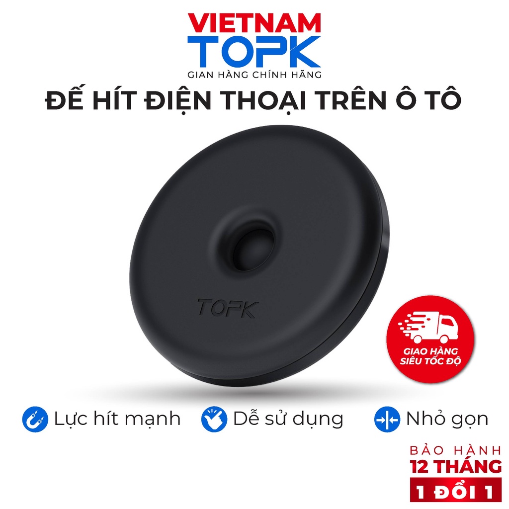 Đế hít điện thoại nam châm trên ô tô TOPK D30A - Thiết kế siêu mỏng, lực hít mạnh chống rung lắc - Hàng chính hãng