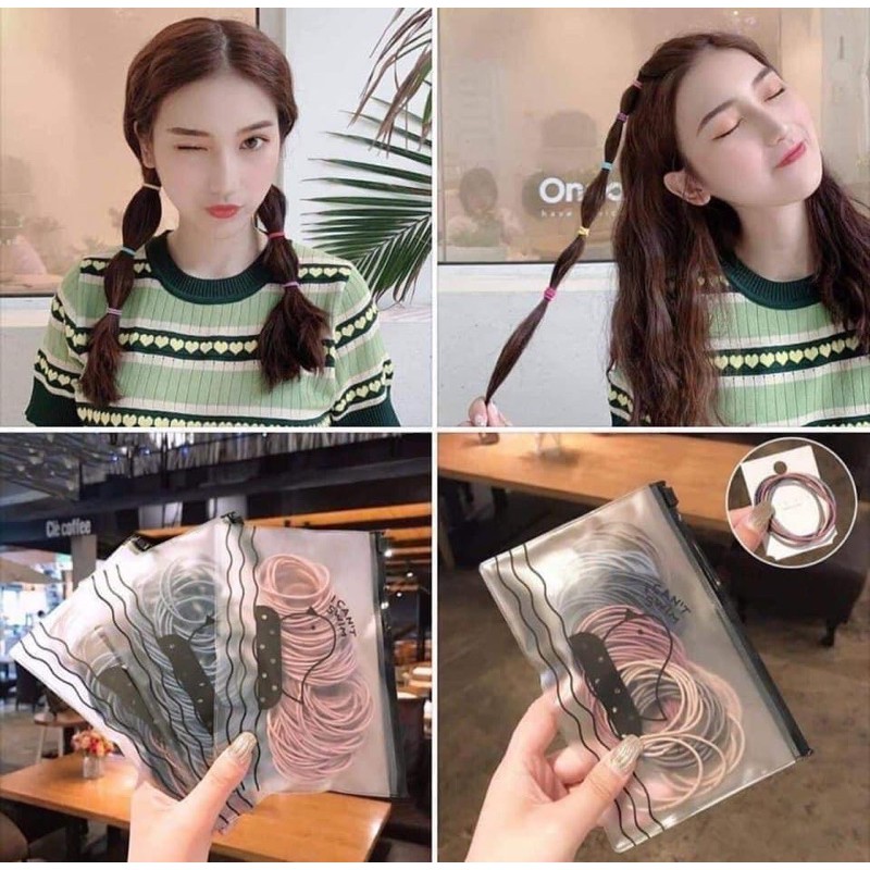 Túi Zip Set 100 Sợi Thun Cột Tóc