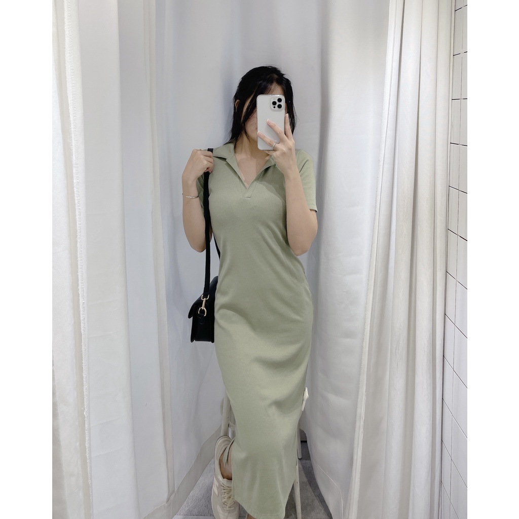 Đầm polo thun gân maxi Thiết kế - DTK141