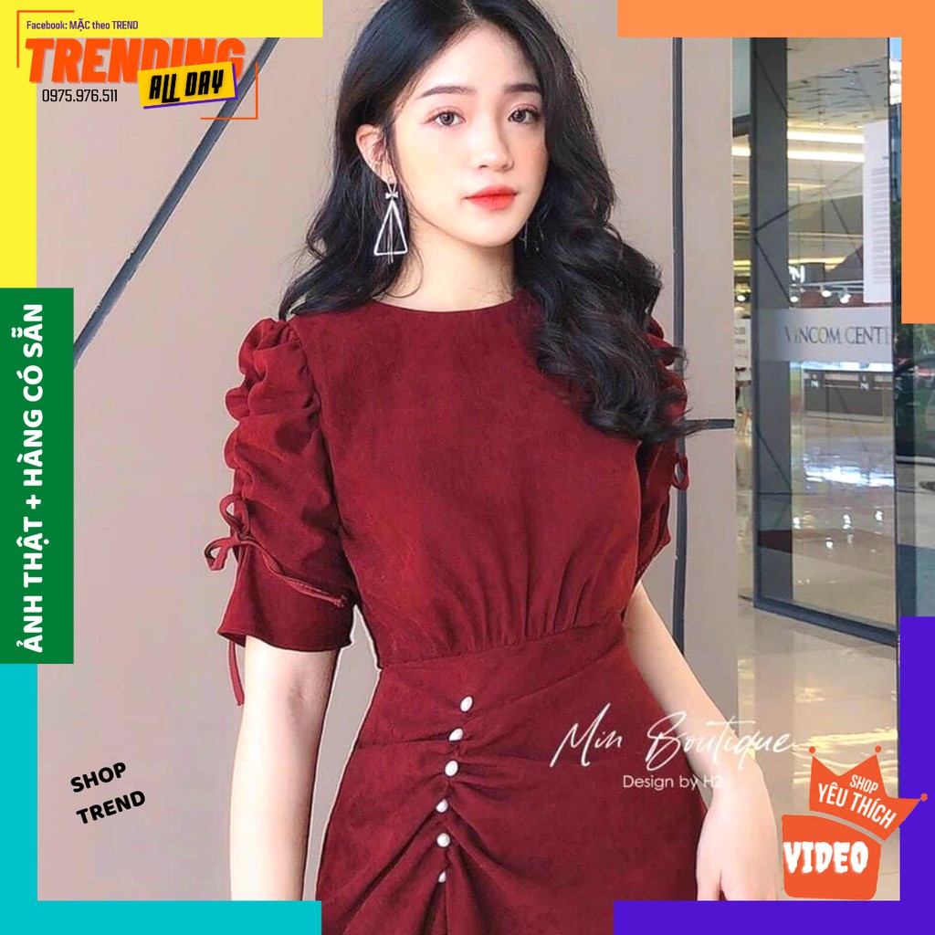 [MÃ GIẢM GIÁ 10K] Đầm dáng dài, Đầm Body Nhung Nhún Đính Ngọc, Đầm dự tiệc sang chảnh (Size S-M-L) | BigBuy360 - bigbuy360.vn