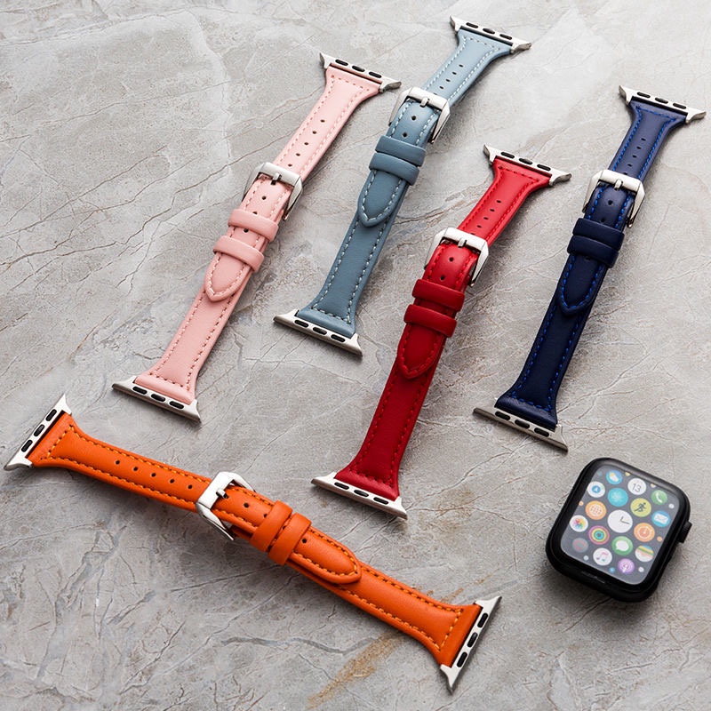 Dây đeo da cho đồng hồ thông minh Apple Watch series 7 6 SE 5 4 3 41 45 42 38 40 MM 44