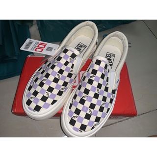 GIÀY SLIP-ON CARO TÍM ĐEN + Ảnh thật