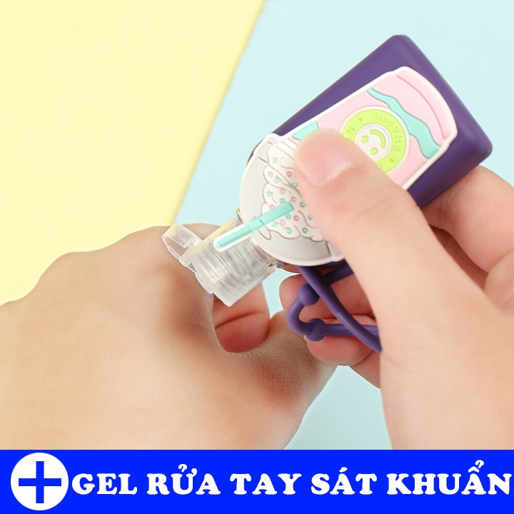Móc khóa chai gel rửa tay kháng khuẩn hoạt hình cute tiện dụng