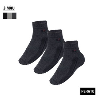 Combo 3 Đôi Vớ Nam PERATO Cổ Trung, Chất Liệu Cotton Mềm Mại, Kháng Khuẩn, Khử Mùi