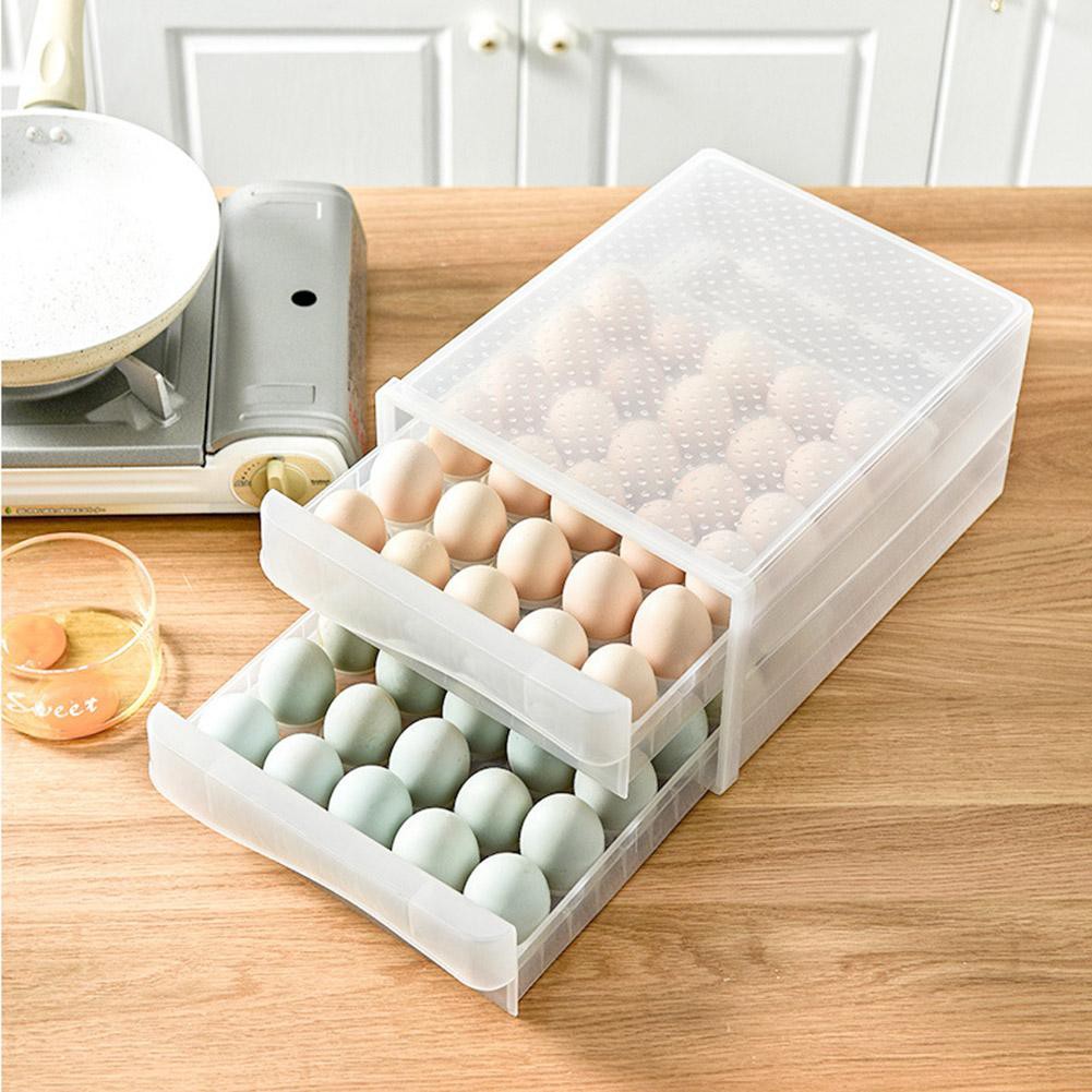 jiujoxi Super-large Eggs Case Refrigerator Egg Storage Box Durable Plastic Egg Container for Kitchen Refrigerators Motor Homes Campers