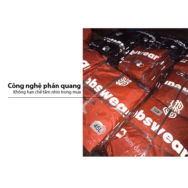 [Chỉ còn Cam 35]Túi trùm balo áo trùm balo chống thấm nước BBS WEAR Túi trùm balo đi mưa đa năng phản quang, cách nhiệt