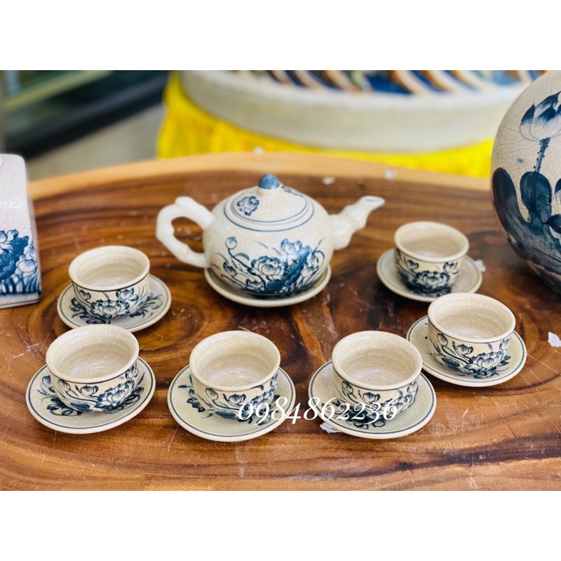 Bộ ấm chén men rạn Bát Tràng - Bộ trà Bát Tràng - GỐM BÁT TRÀNG