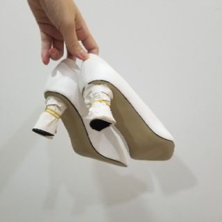 Guốc trắng gót bạc 5p