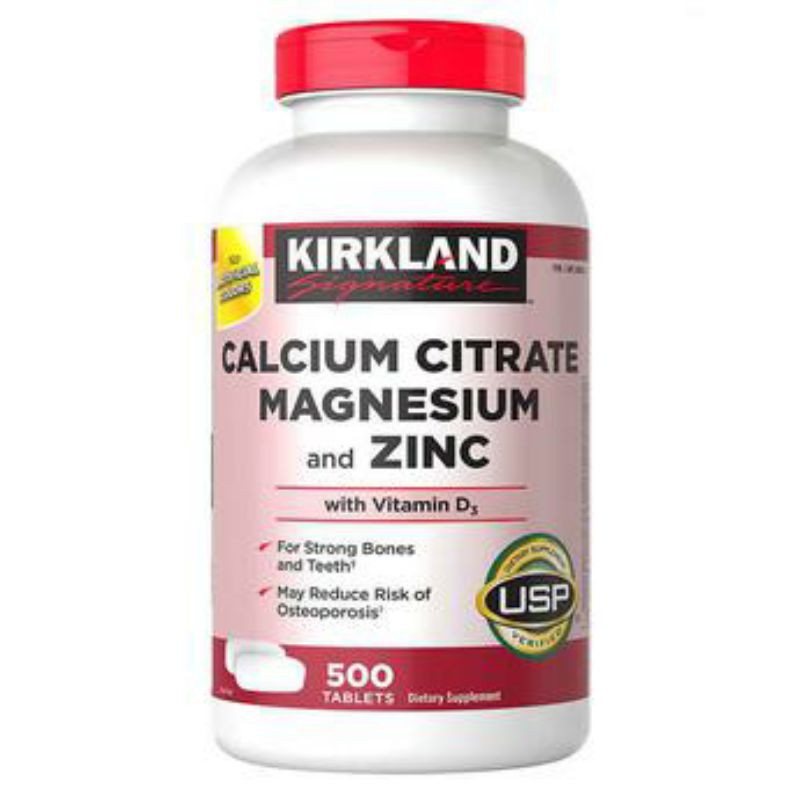 Hàng Mỹ] Viên Uống Kirkland Signature Calcium Citrate Magnesium And Zinc 500mg