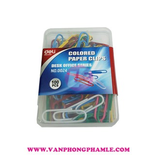 Kẹp giấy màu deli 0024 ( Hộp)